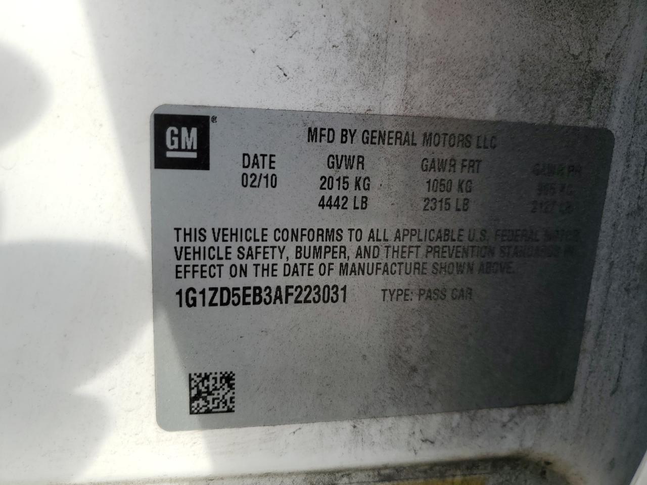 2010 Chevrolet Malibu VIN 1G1ZD5EB3AF223031 Copart auction photo, all over / undercarriage damage thumbnail 14