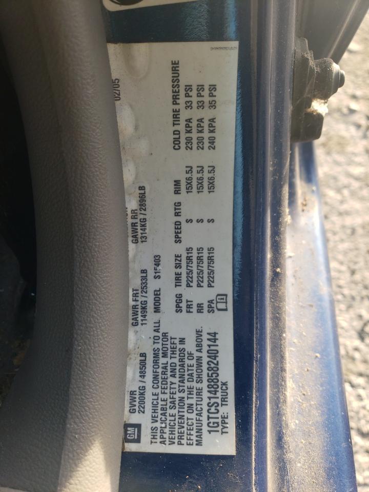 2005 GMC Canyon VIN 1GTCS148858240144 Copart auction photo, front end / all over damage thumbnail 12
