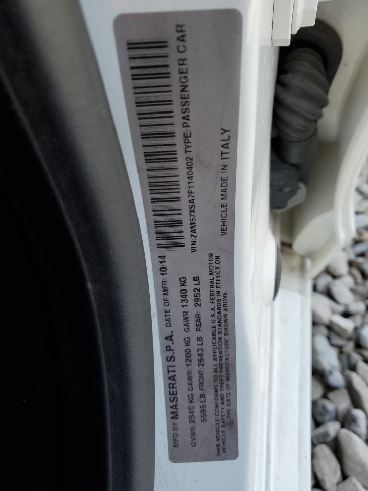 2015 Maserati Ghibli VIN ZAM57XSA7F1140402 Copart auction photo, front end / rear end damage thumbnail 15