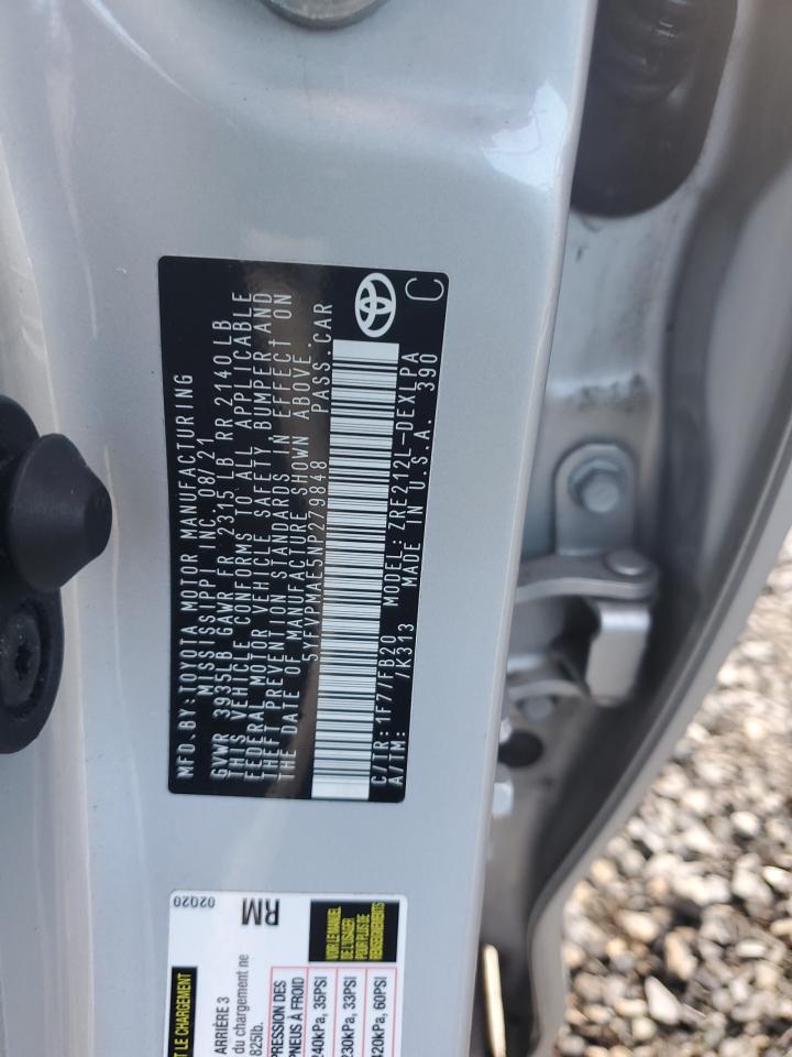 2022 Toyota Corolla VIN 5YFVPMAE5NP279848 Copart auction photo, rear end / front end damage thumbnail 12