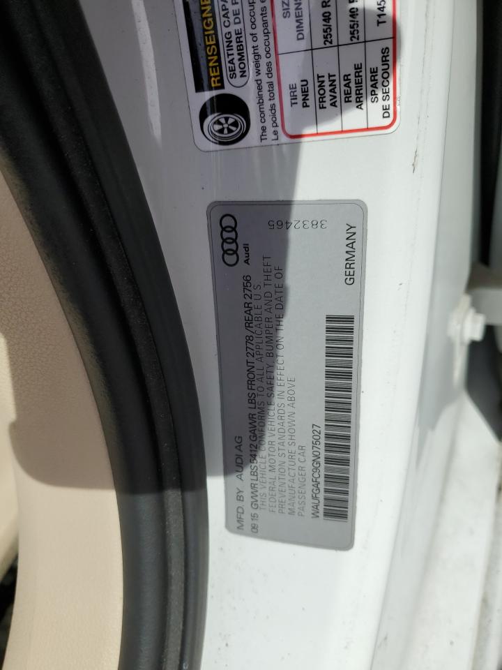 2016 Audi A6 VIN WAUFGAFC9GN075027 Copart auction photo, front end / undercarriage damage thumbnail 12
