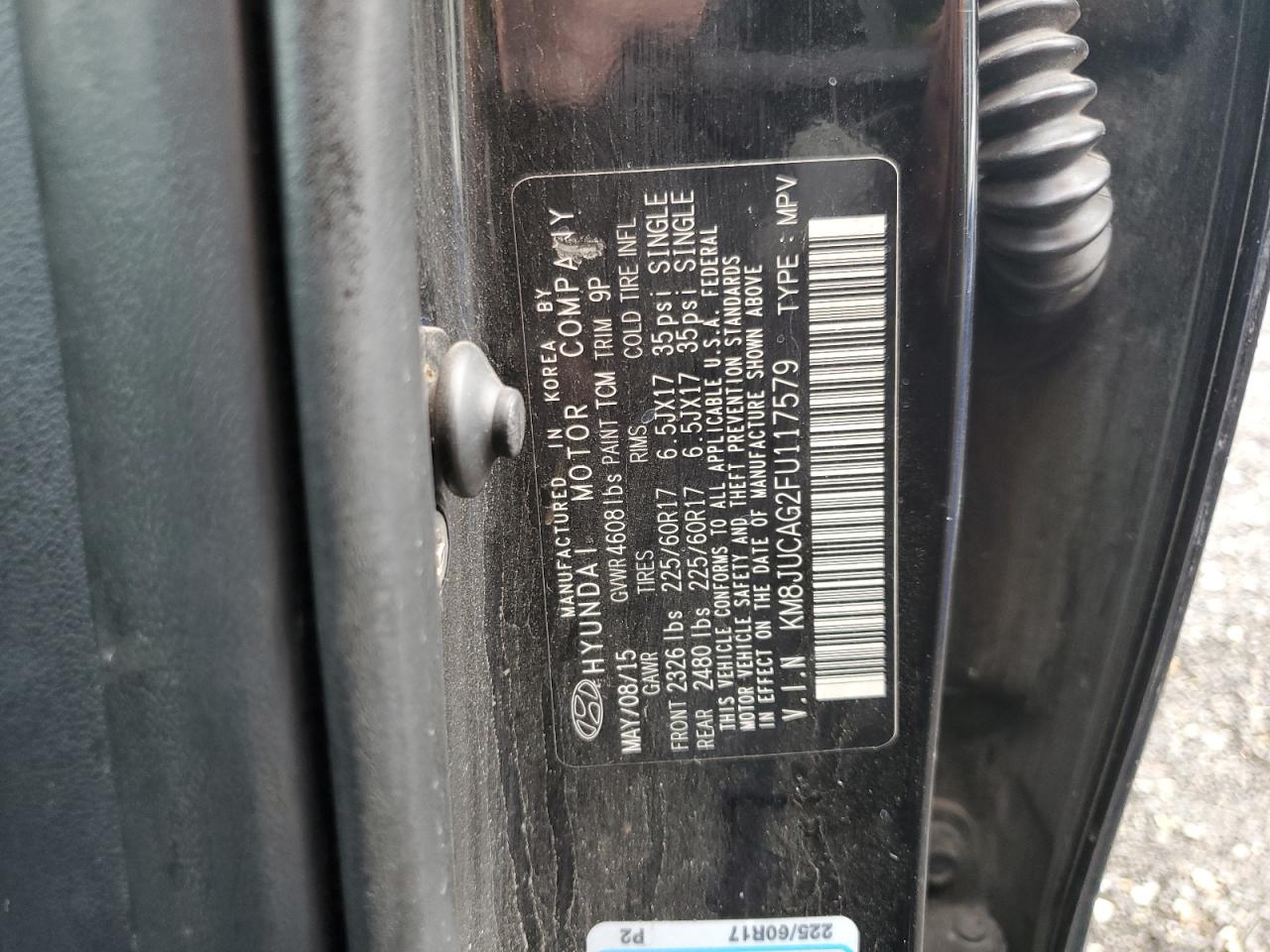 2015 Hyundai Tucson VIN KM8JUCAG2FU117579 Copart auction photo, all over damage thumbnail 13