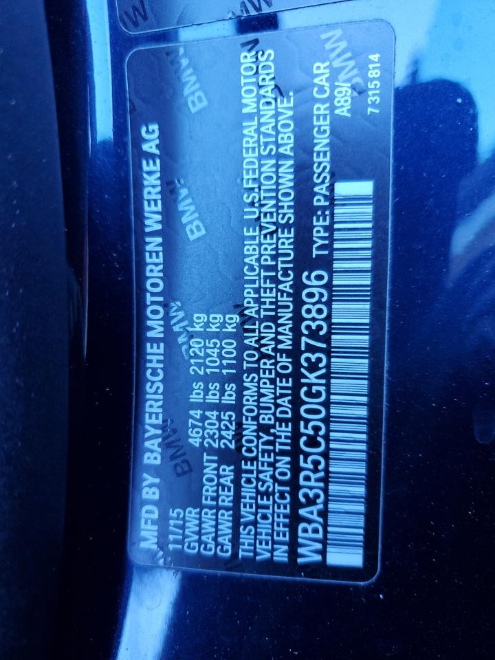 2016 BMW 4er VIN WBA3R5C50GK373896 Copart auction photo, mechanical damage thumbnail 12