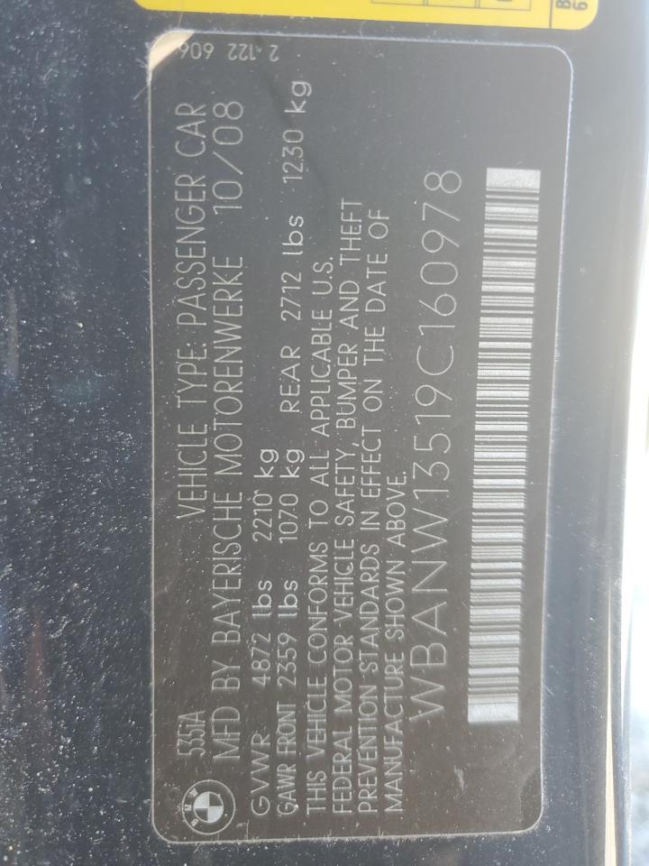2009 BMW 5er VIN WBANW13519C160978 Copart auction photo, undercarriage / minor dent/scratches damage thumbnail 12