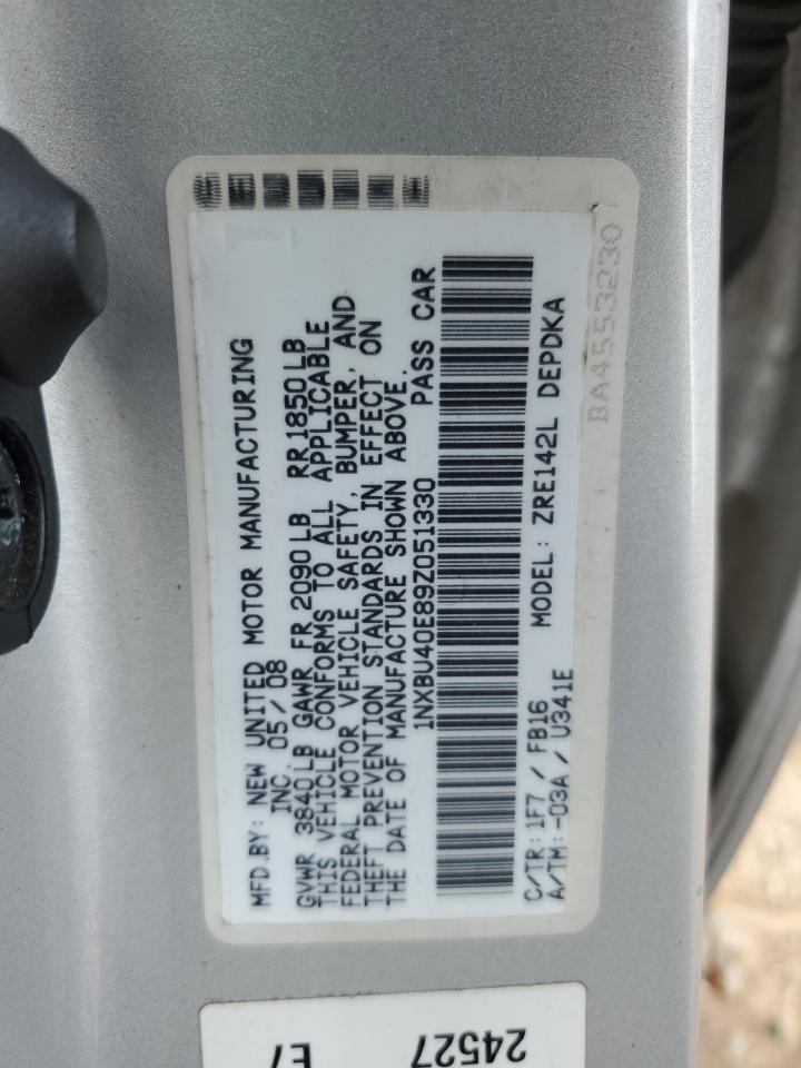 2009 Toyota Corolla VIN 1NXBU40E89Z051330 Copart auction photo, all over damage thumbnail 14