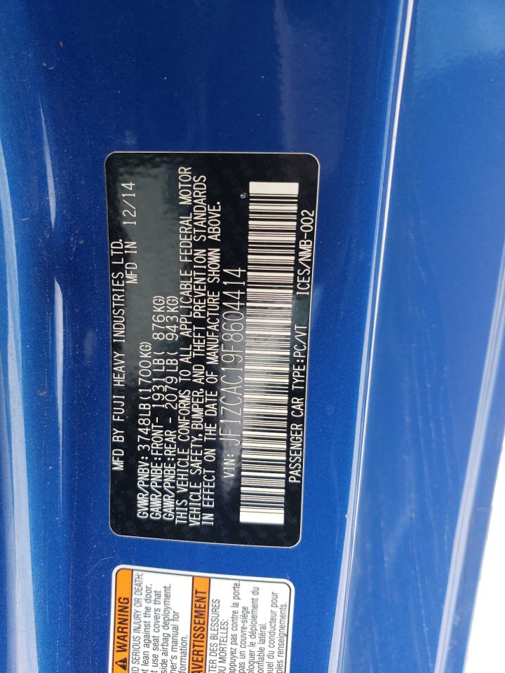 2015 Subaru BRZ VIN JF1ZCAC19F8604414 Copart auction photo, rear end damage thumbnail 12
