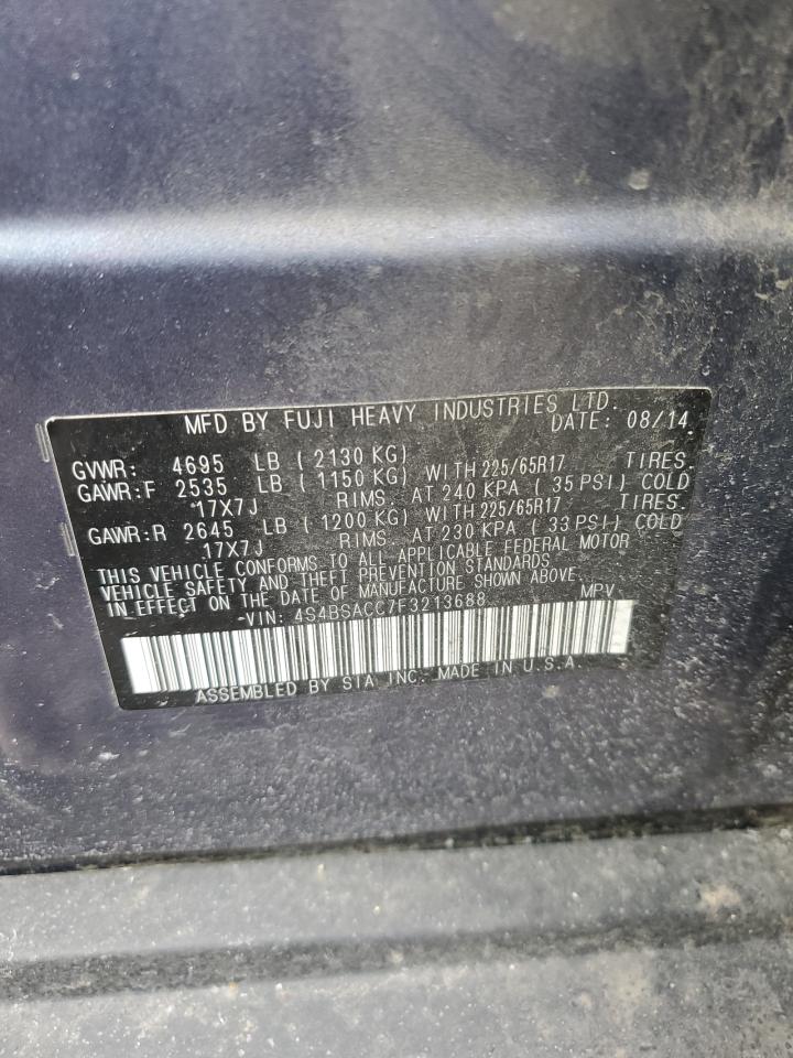 2015 Subaru Outback VIN 4S4BSACC7F3213688 Copart auction photo, front end / side damage thumbnail 13