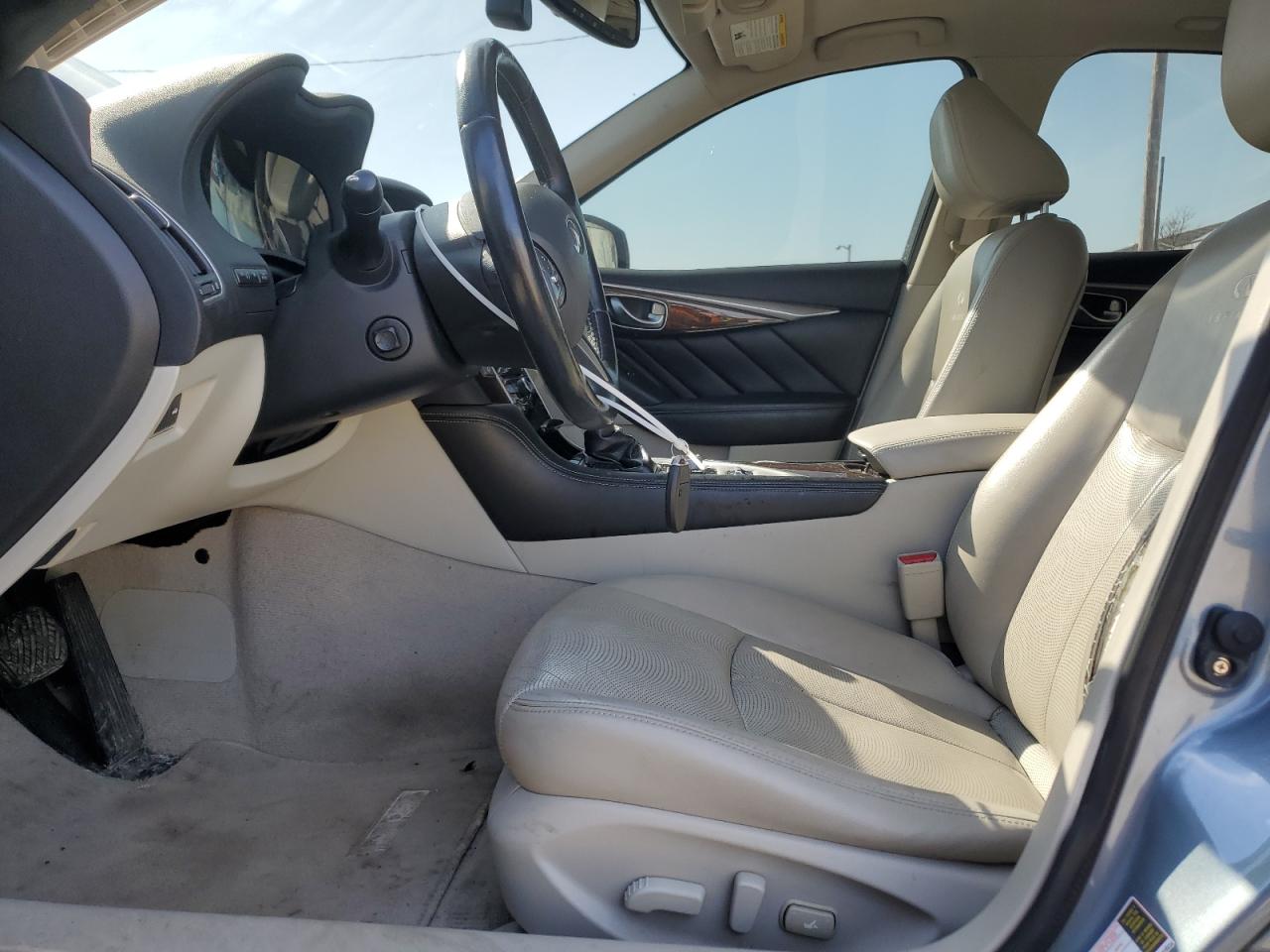 2014 Infiniti Q50 VIN JN1AV7AR4EM702465 Copart auction photo, front end / side damage thumbnail 7