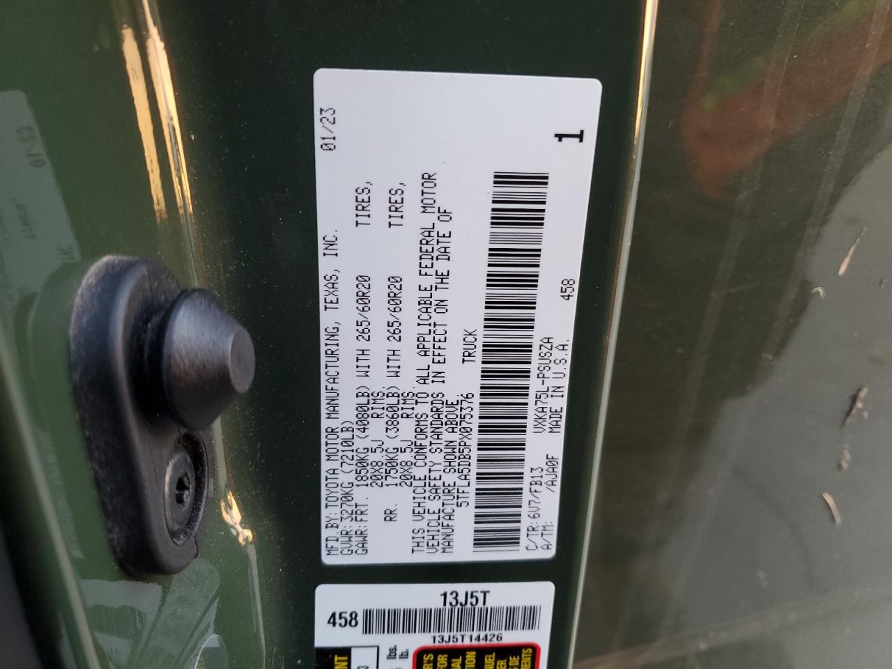 2023 Toyota Tundra VIN 5TFLA5DB5PX075376 Copart auction photo, all over damage thumbnail 13