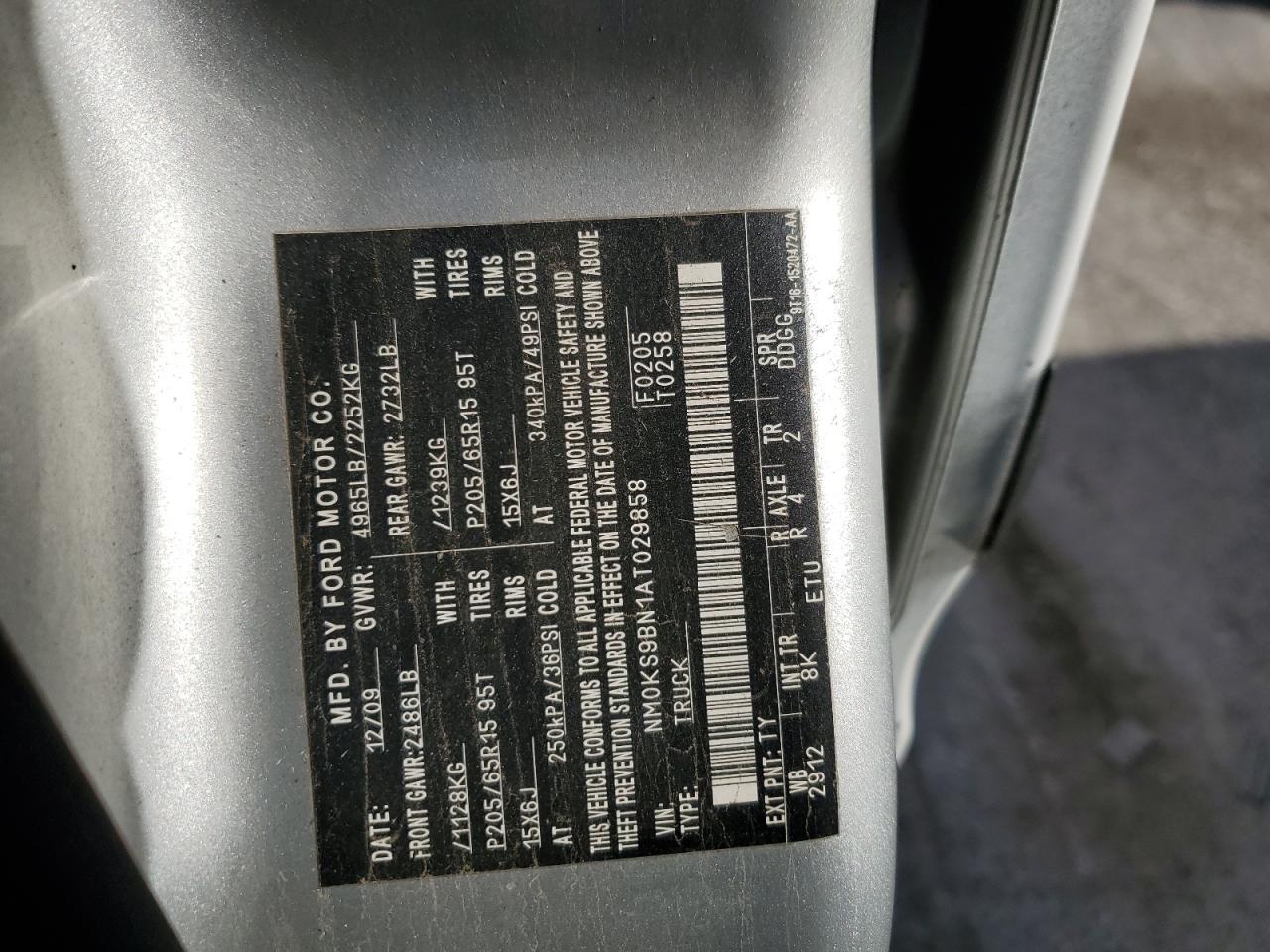 2010 Ford Transit VIN NM0KS9BN1AT029858 Copart auction photo, front end damage thumbnail 13