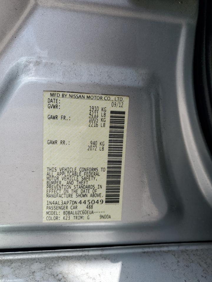 2013 Nissan Altima VIN 1N4AL3AP7DN445049 Copart auction photo, rear end damage thumbnail 14