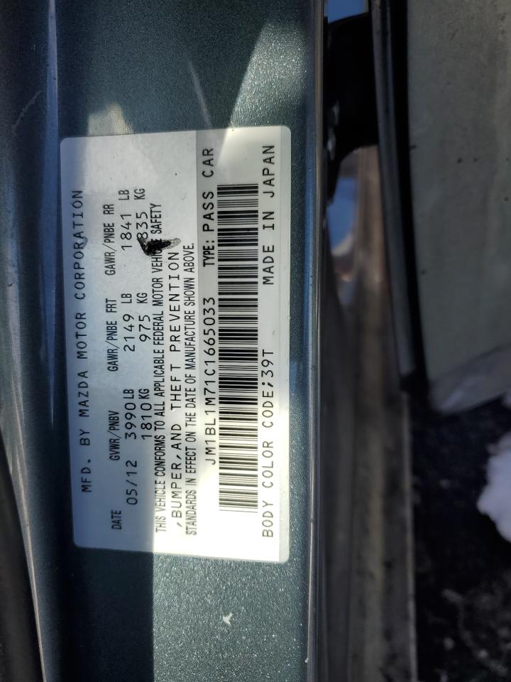 2012 Mazda 3 VIN JM1BL1M71C1665033 Copart auction photo, front end damage thumbnail 13