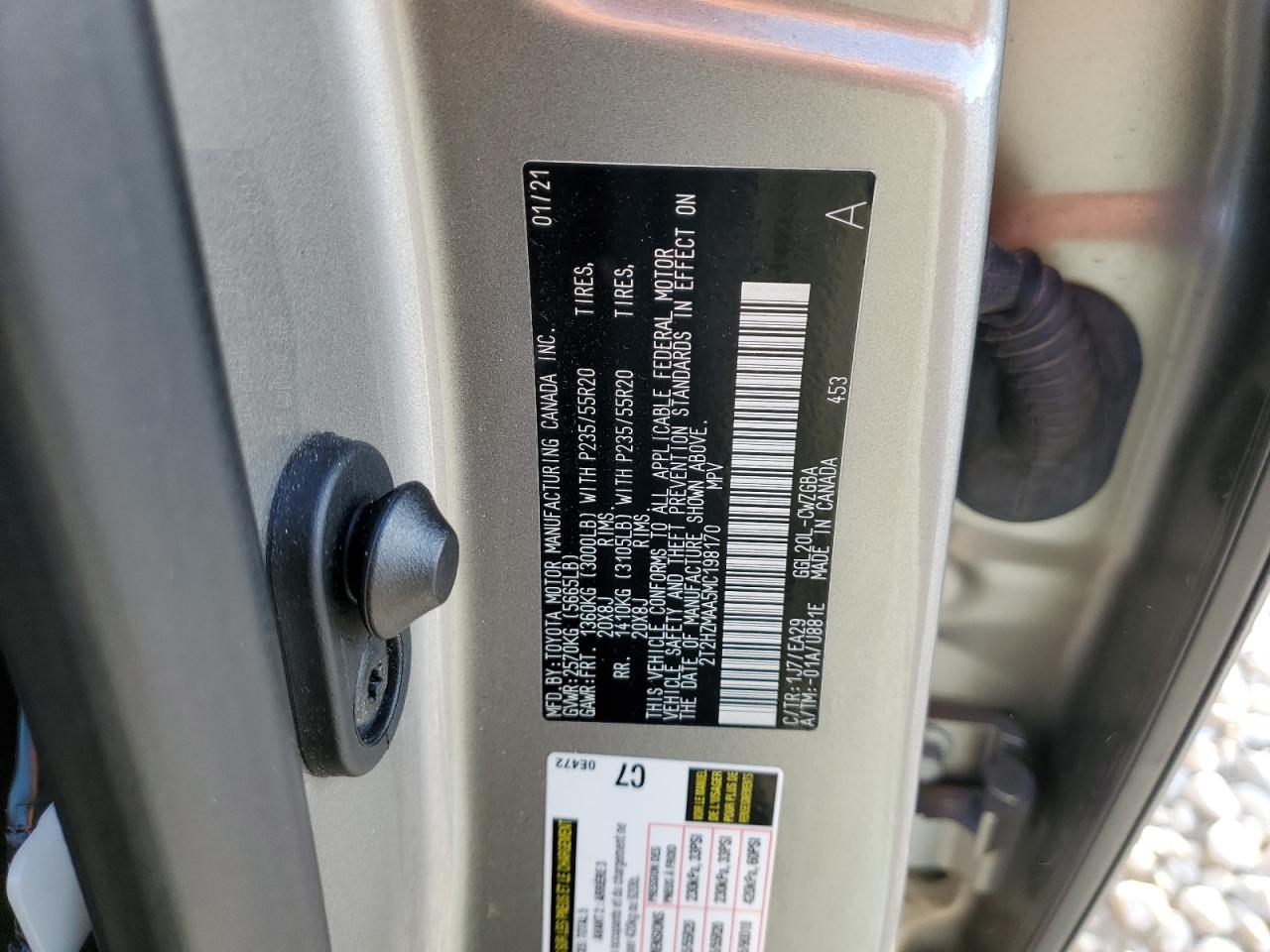 2021 Lexus RX VIN 2T2HZMAA5MC198170 Copart auction photo, water/flood / stripped damage thumbnail 14