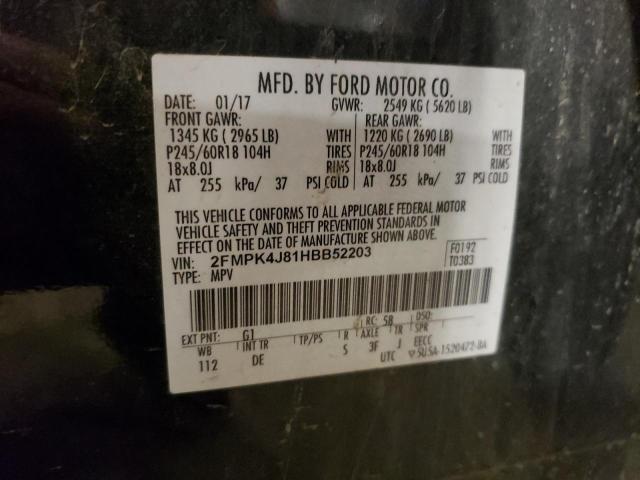 2017 Ford Edge VIN 2FMPK4J81HBB52203 Copart auction photo, hail / undercarriage damage thumbnail 13
