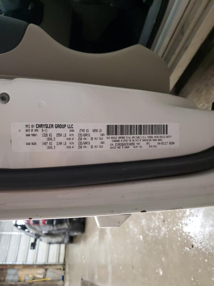 2012 Dodge Caravan VIN 2C4RDGBGXCR148990 Copart auction photo, front end damage thumbnail 14