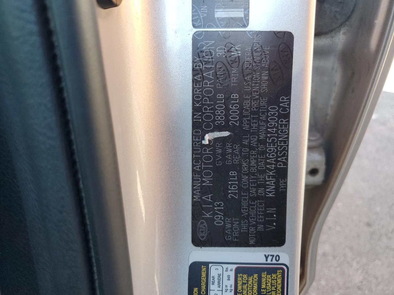 2014 KIA Forte VIN KNAFK4A69E5149030 Copart auction photo, front end damage thumbnail 12