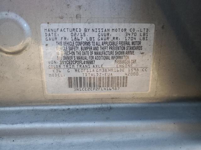 2015 Nissan Versa VIN 3N1CE2CP2FL416987 Copart auction photo, rear end damage thumbnail 12