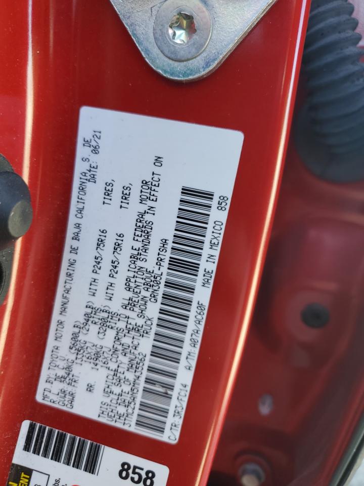 2021 Toyota Tacoma VIN 3TMCZ5AN5MM435562 Copart auction photo, top/roof / side damage thumbnail 13