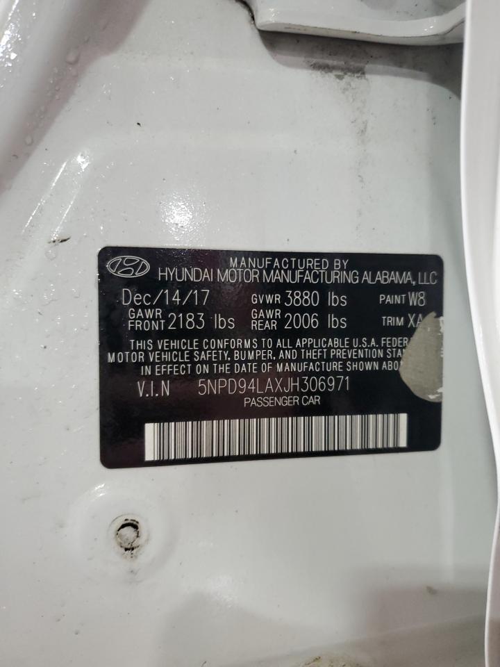 2018 Hyundai Elantra VIN 5NPD94LAXJH306971 Copart auction photo, front end damage thumbnail 14