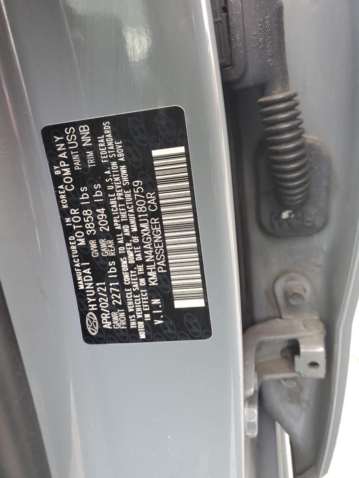 2021 Hyundai Elantra VIN KMHLN4AGXMU180759 Copart auction photo, undercarriage damage thumbnail 12