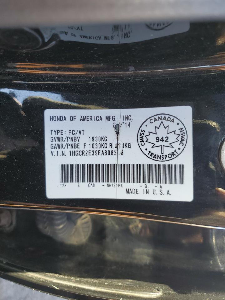 2014 Honda Accord VIN 1HGCR2E39EA808318 Copart auction photo, rear end / front end damage thumbnail 12