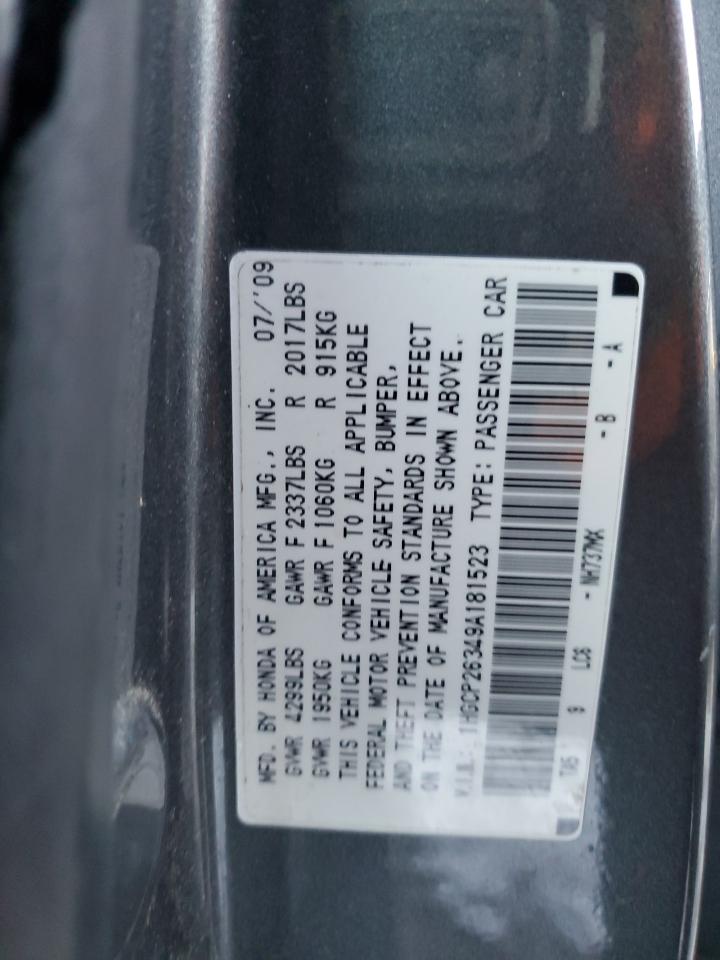 2009 Honda Accord VIN 1HGCP26349A181523 Copart auction photo, front end damage thumbnail 13