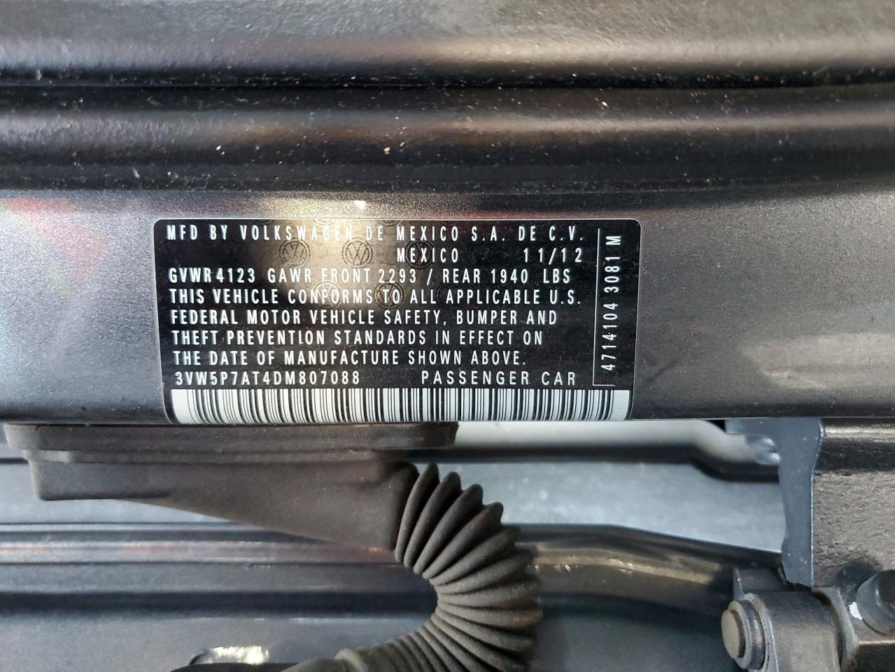 2013 Volkswagen Beetle VIN 3VW5P7AT4DM807088 Copart auction photo, rear end damage thumbnail 13