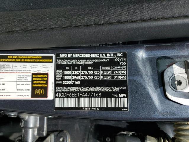 2015 Mercedes-Benz GL-klasse VIN 4JGDF6EE1FA477168 Copart auction photo, burn - engine damage thumbnail 13