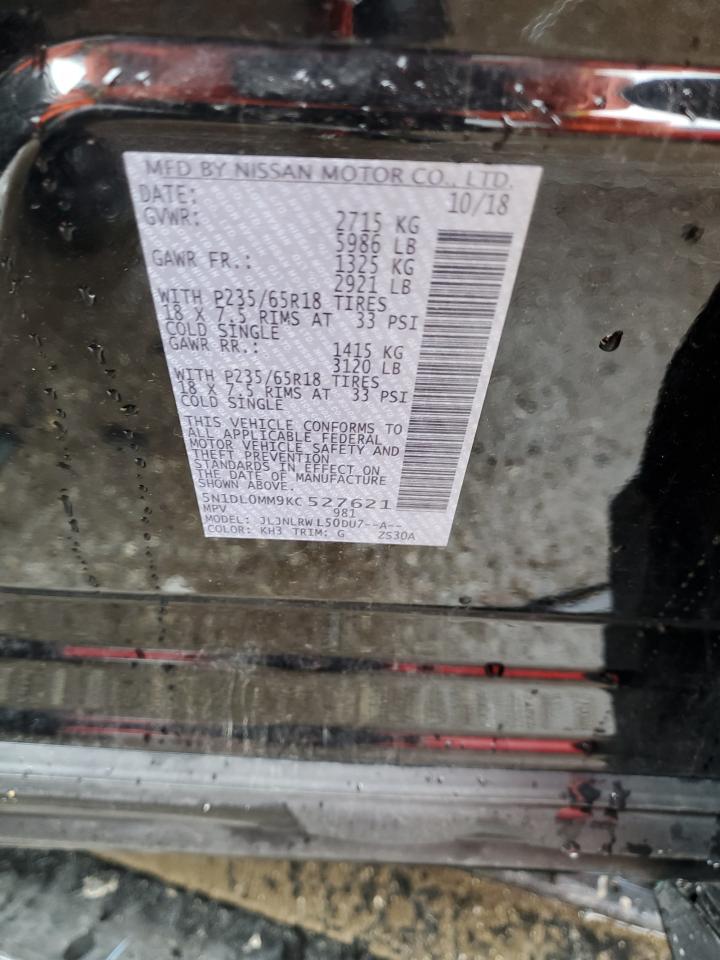 2019 Infiniti QX60 VIN 5N1DL0MM9KC527621 Copart auction photo, all over damage thumbnail 14