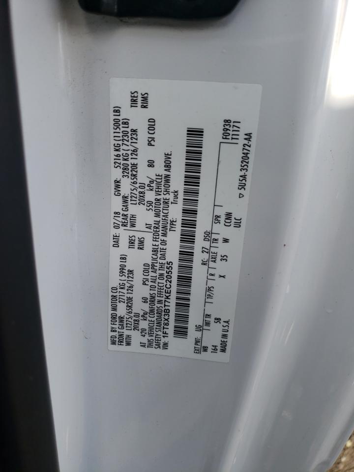 2019 Ford F350 VIN 1FT8X3BT7KEC20555 Copart auction photo, front end damage thumbnail 12