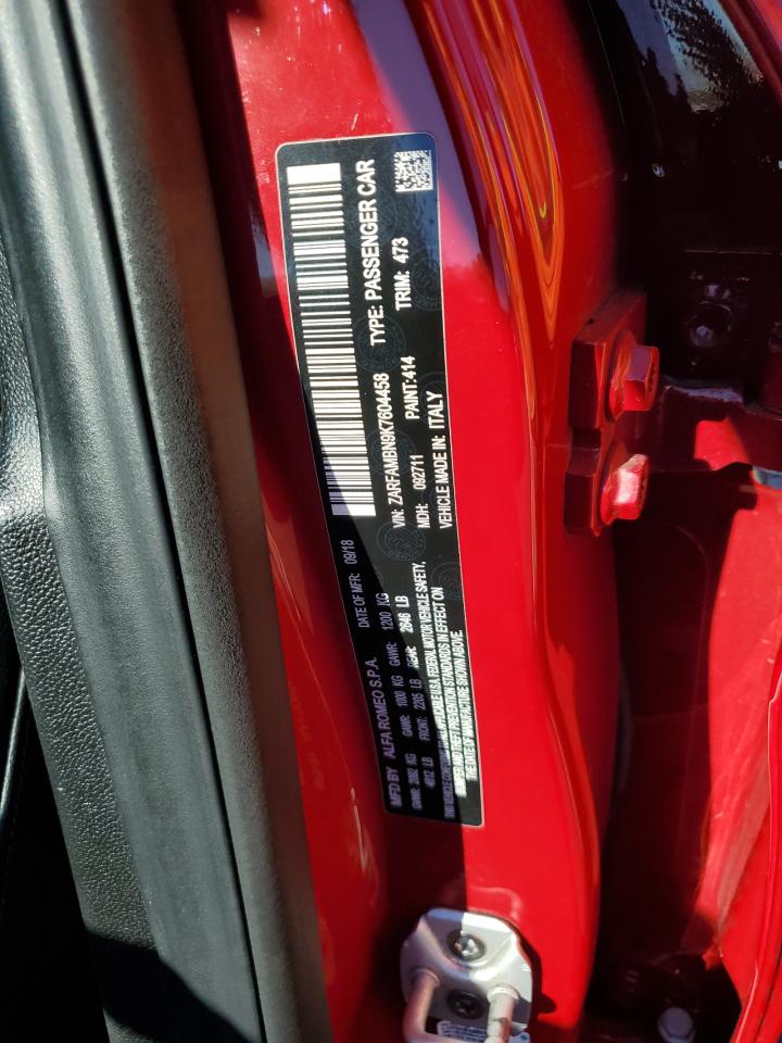2019 Alfa Romeo Giulia VIN ZARFAMBN9K7604458 Copart auction photo, front end damage thumbnail 14
