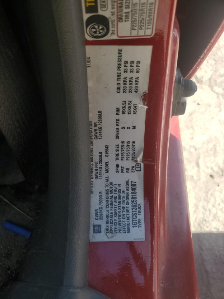 2005 GMC Canyon VIN 1GTCS136258184007 Copart auction photo, front end damage thumbnail 12
