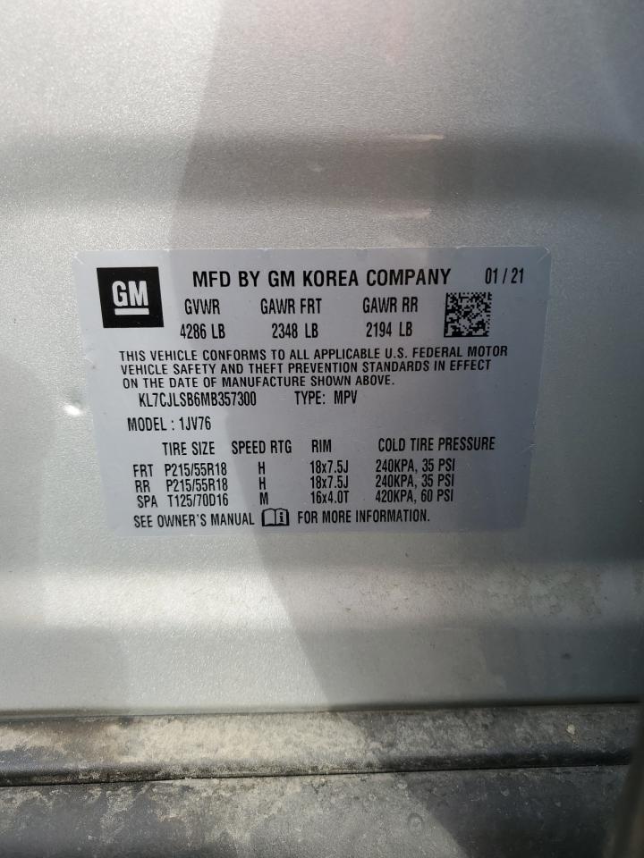 2021 Chevrolet Trax VIN KL7CJLSB6MB357300 Copart auction photo, front end damage thumbnail 15