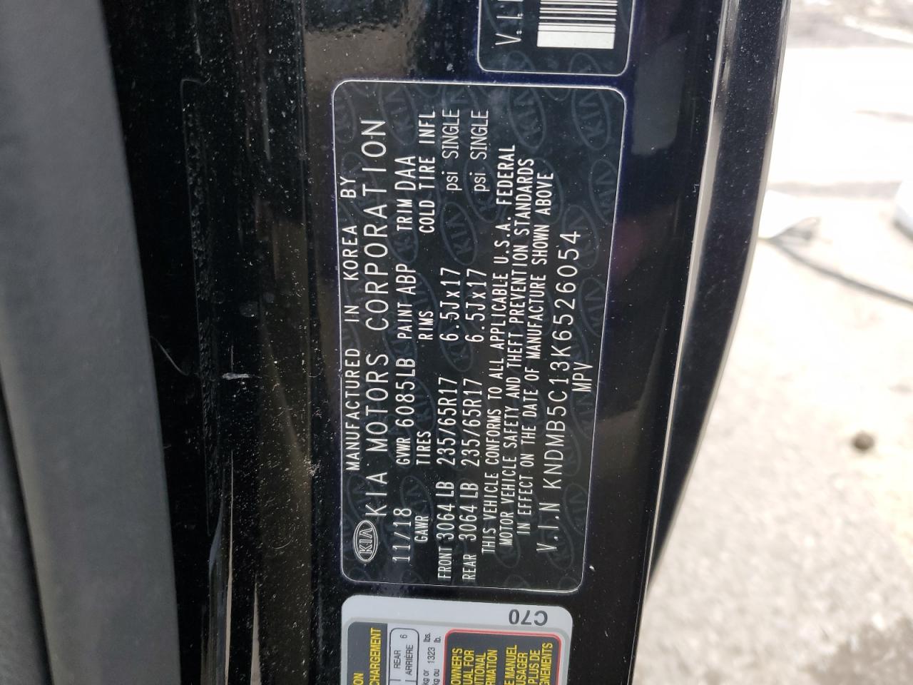 2019 KIA Sedona VIN KNDMB5C13K6526054 Copart auction photo, rear end damage thumbnail 14