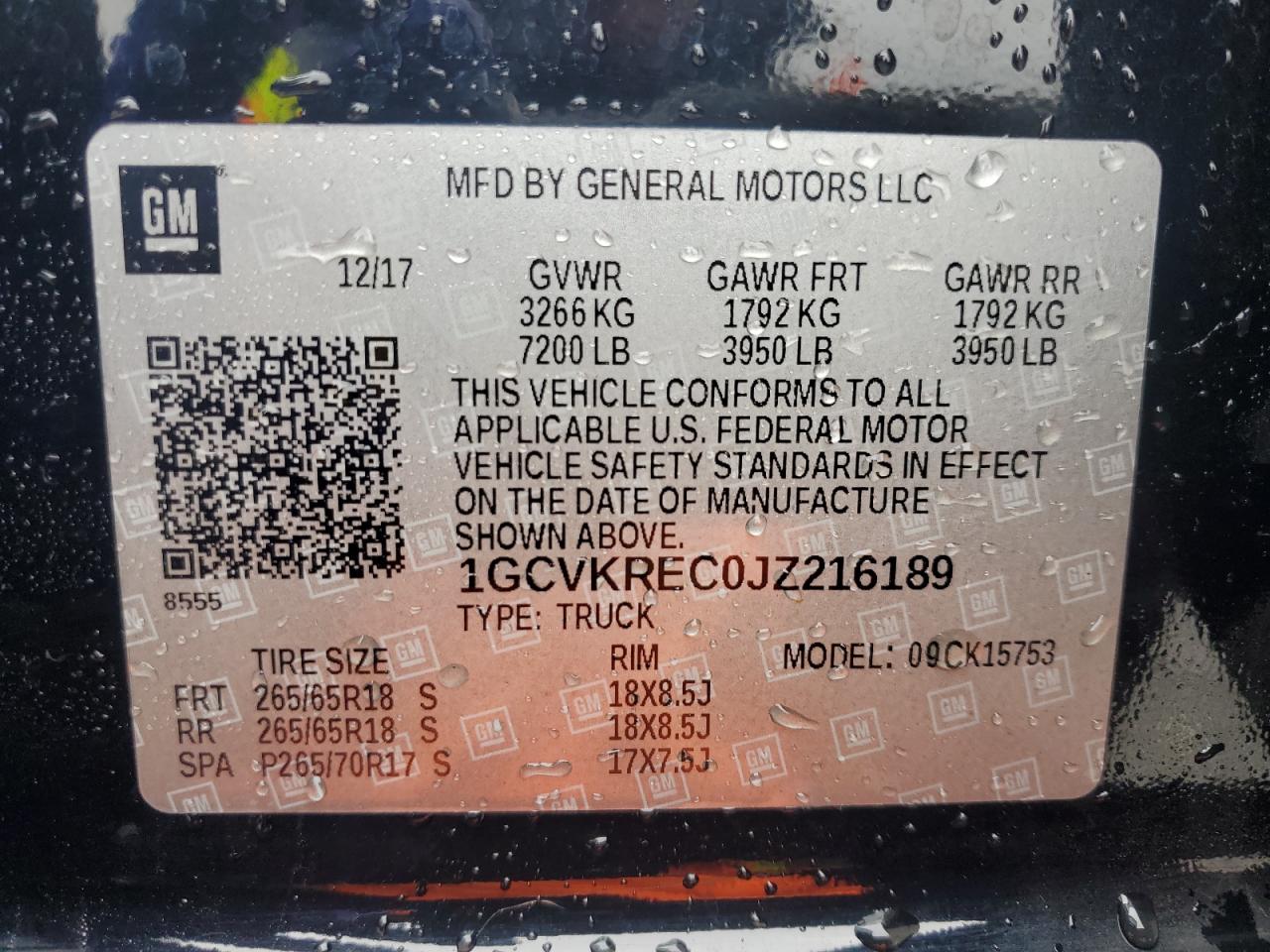 2018 Chevrolet Silverado VIN 1GCVKREC0JZ216189 Copart auction photo, front end / undercarriage damage thumbnail 15