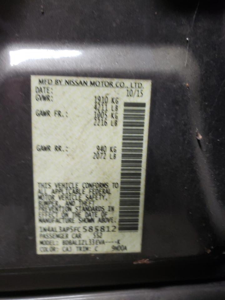 2015 Nissan Altima VIN 1N4AL3AP5FC585812 Copart auction photo, front end / side damage thumbnail 14