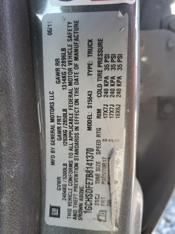 2011 Chevrolet Colorado VIN 1GCHSDFE7B8141370 Copart auction photo, side damage thumbnail 12