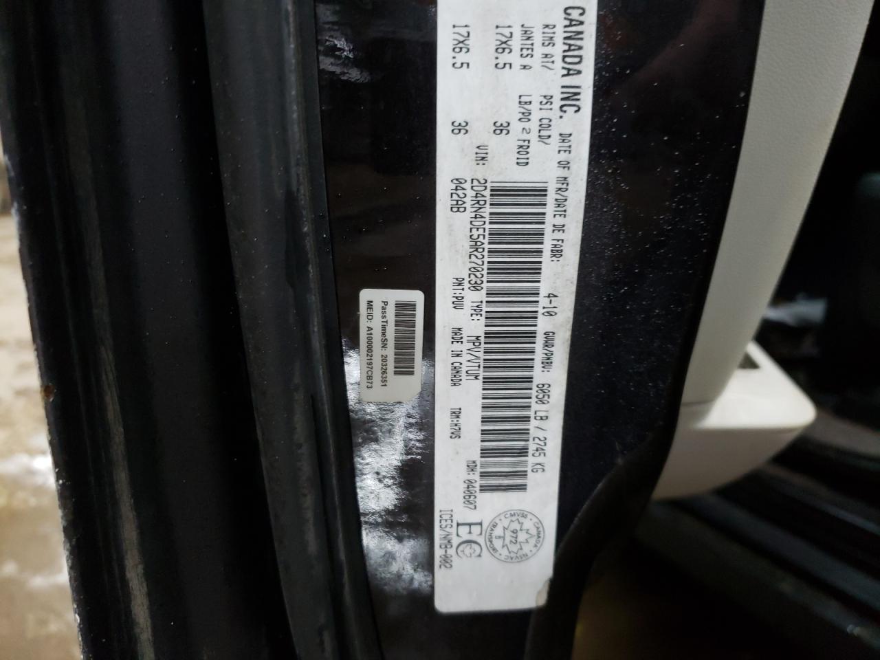 2010 Dodge Caravan VIN 2D4RN4DE5AR270230 Copart auction photo, front end / minor dent/scratches damage thumbnail 14