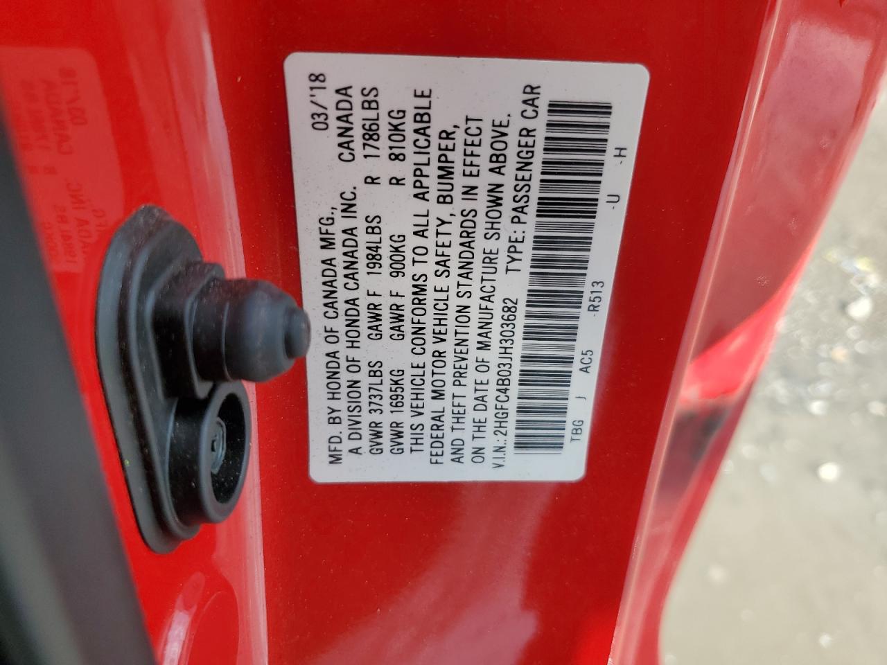 2018 Honda Civic VIN 2HGFC4B03JH303682 Copart auction photo, front end damage thumbnail 12
