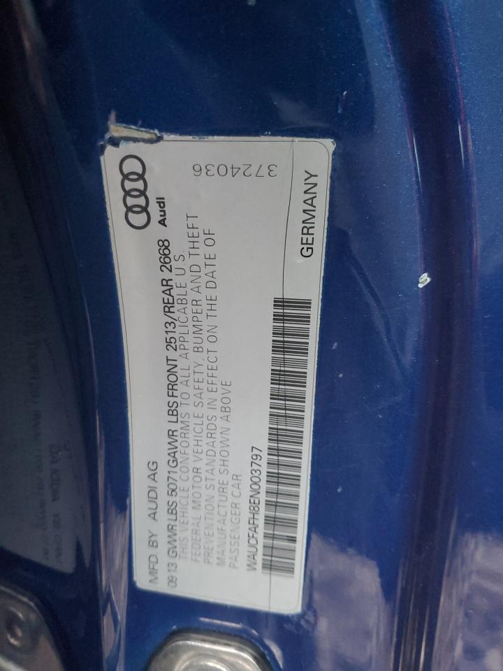 2014 Audi A5 VIN WAUCFAFH8EN003797 Copart auction photo, all over damage thumbnail 12