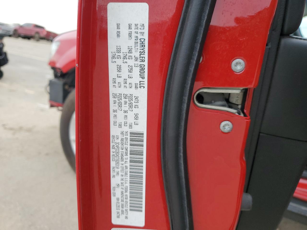 2013 Dodge Journey VIN 3C4PDCBGXDT626310 Copart auction photo, front end / side damage thumbnail 16
