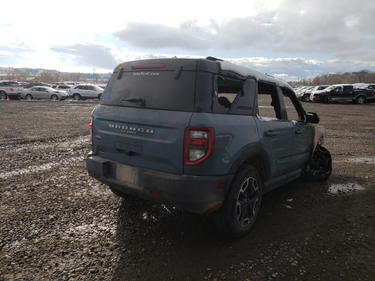 2021 Ford Bronco VIN 3FMCR9C66MRA72717 Copart auction photo, burn damage thumbnail 4