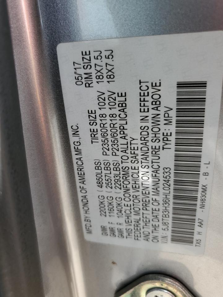 2017 Acura RDX VIN 5J8TB3H36HL024533 Copart auction photo, rear end / minor dent/scratches damage thumbnail 13