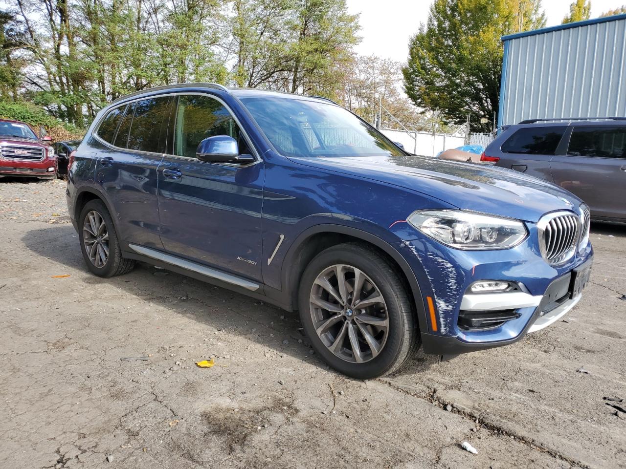 2018 BMW X3 VIN 5UXTR9C52JLD57924 Copart auction photo, front end / side damage thumbnail 4