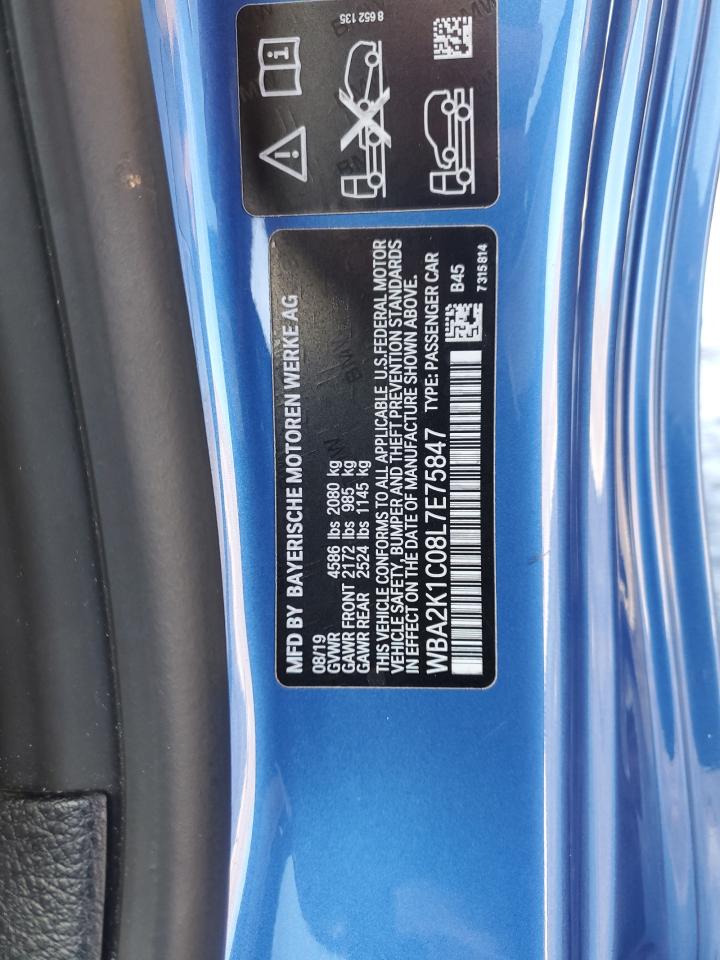 2020 BMW 2er VIN WBA2K1C08L7E75847 Copart auction photo, front end / minor dent/scratches damage thumbnail 12