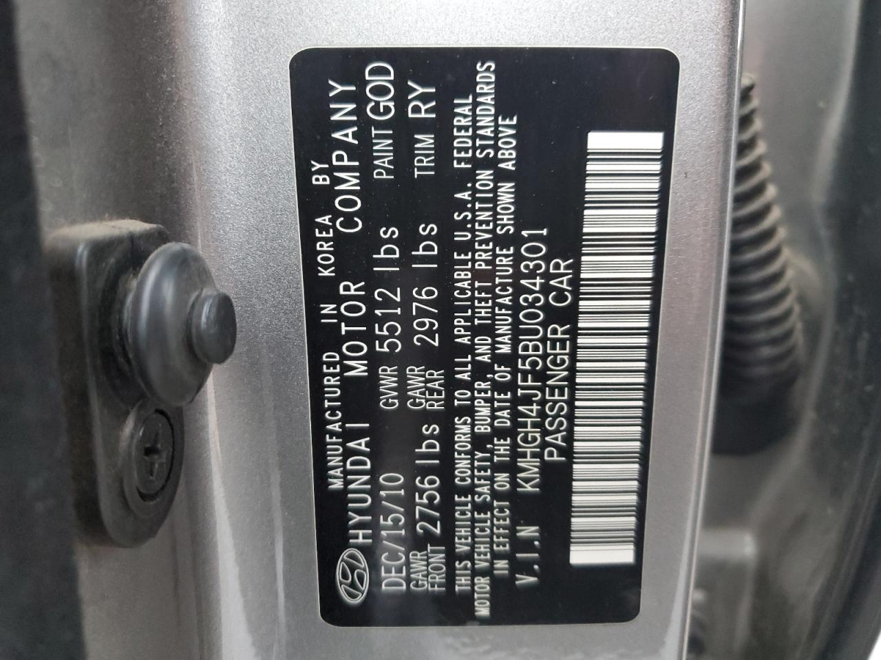 2011 Hyundai Equus VIN KMHGH4JF5BU034301 Copart auction photo, front end / undercarriage damage thumbnail 14