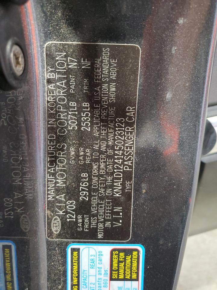 2004 KIA Amanti VIN KNALD124145023123 Copart auction photo, all over / hail damage thumbnail 12