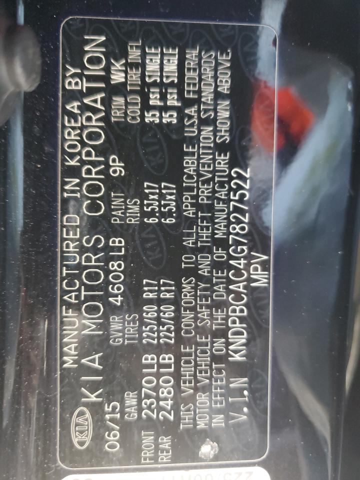 2016 KIA Sportage VIN KNDPBCAC4G7827522 Copart auction photo, rear end / minor dent/scratches damage thumbnail 14