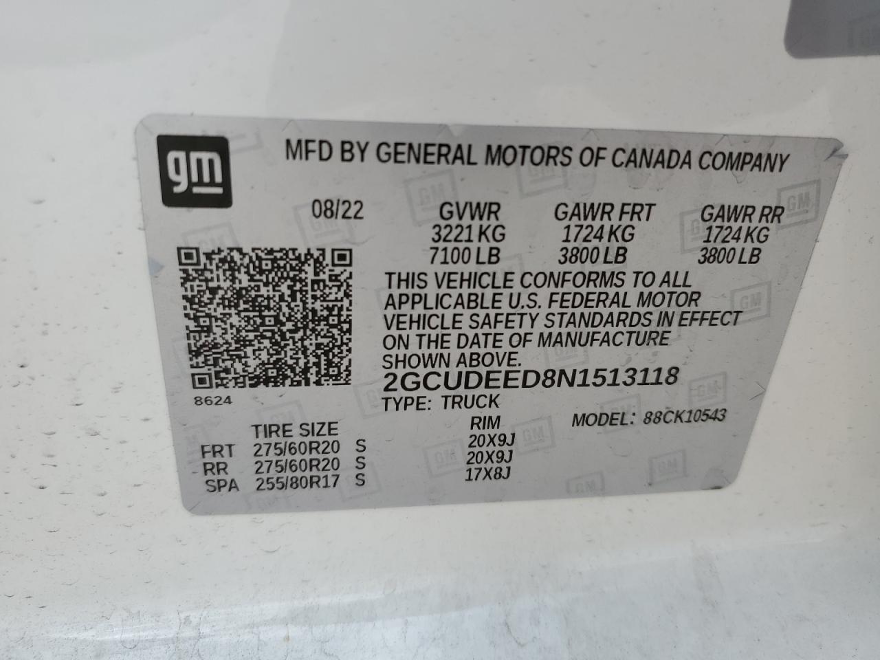 2022 Chevrolet Silverado VIN 2GCUDEED8N1513118 Copart auction photo, side damage thumbnail 12