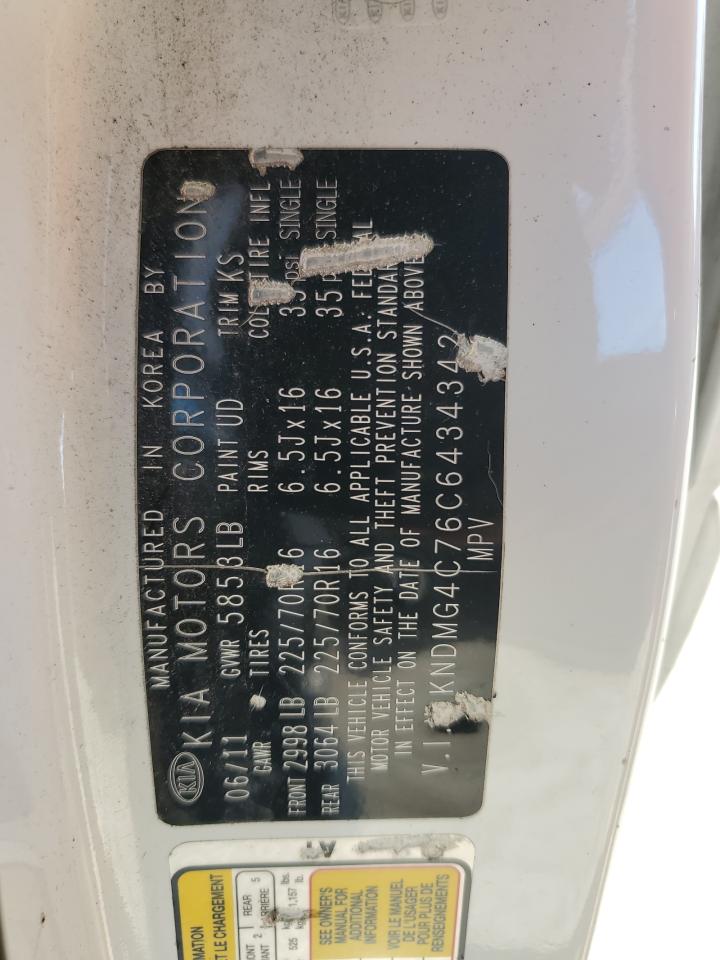 2012 KIA Sedona VIN KNDMG4C76C6434342 Copart auction photo, front end / rear end damage thumbnail 13